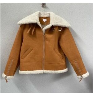 Song of Style Tan Shearling Lined Jacket Small